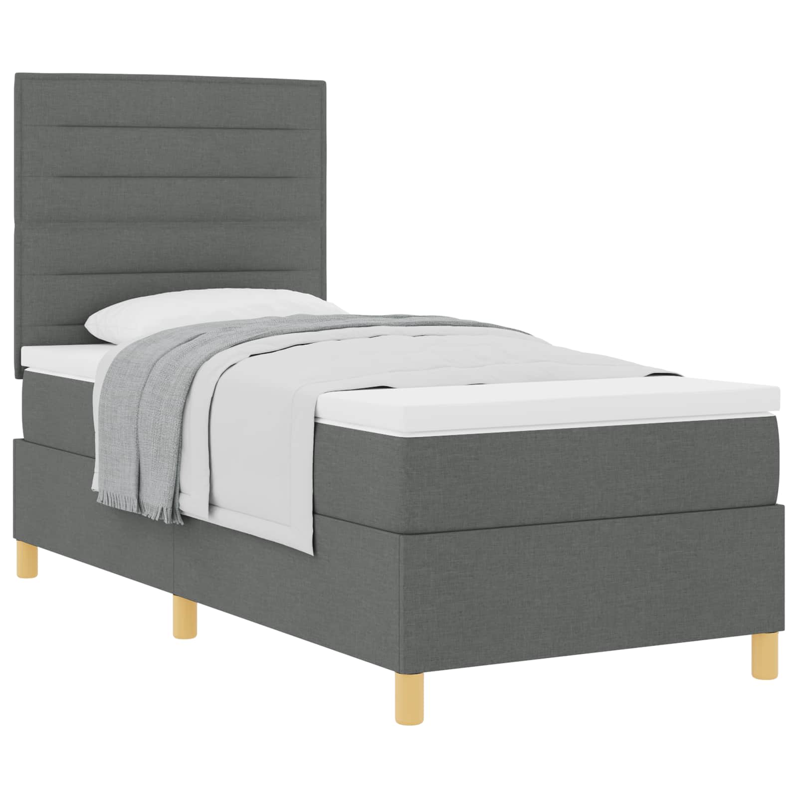 Lit à ressorts avec matelas Gris foncé 80 x 200 cm tissu - XIOS
