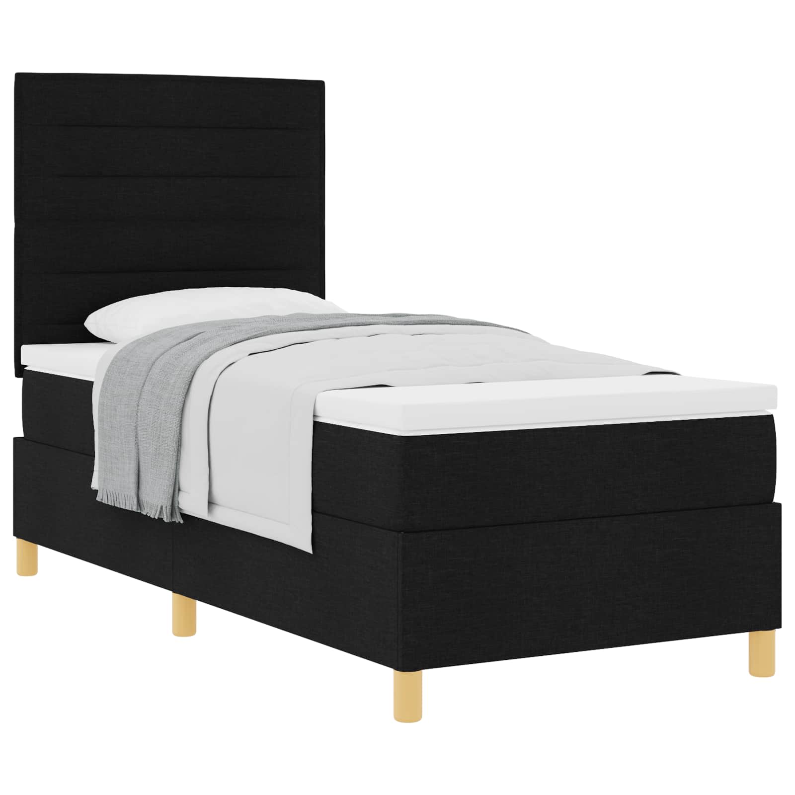 Lit à ressorts avec matelas Noir 90 x 190 cm tissu - XIOS