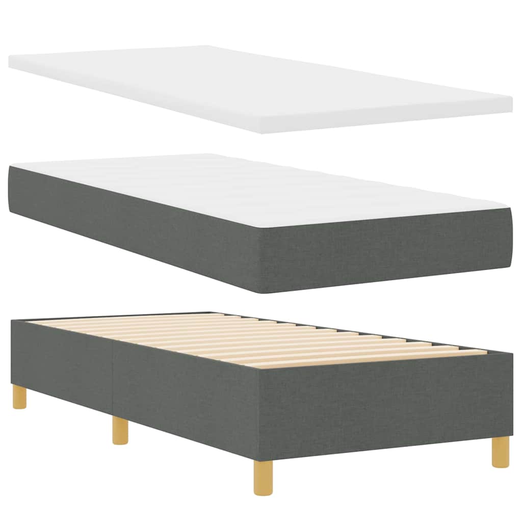 Lit à ressorts avec matelas Gris foncé 90 x 200 cm tissu - XIOS