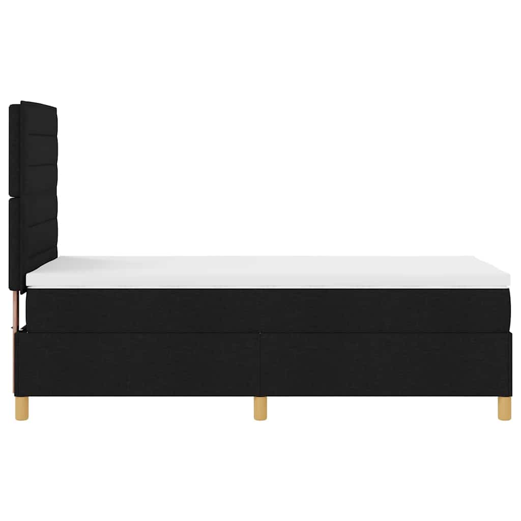 Lit à ressorts avec matelas Noir 90 x 200 cm tissu - XIOS