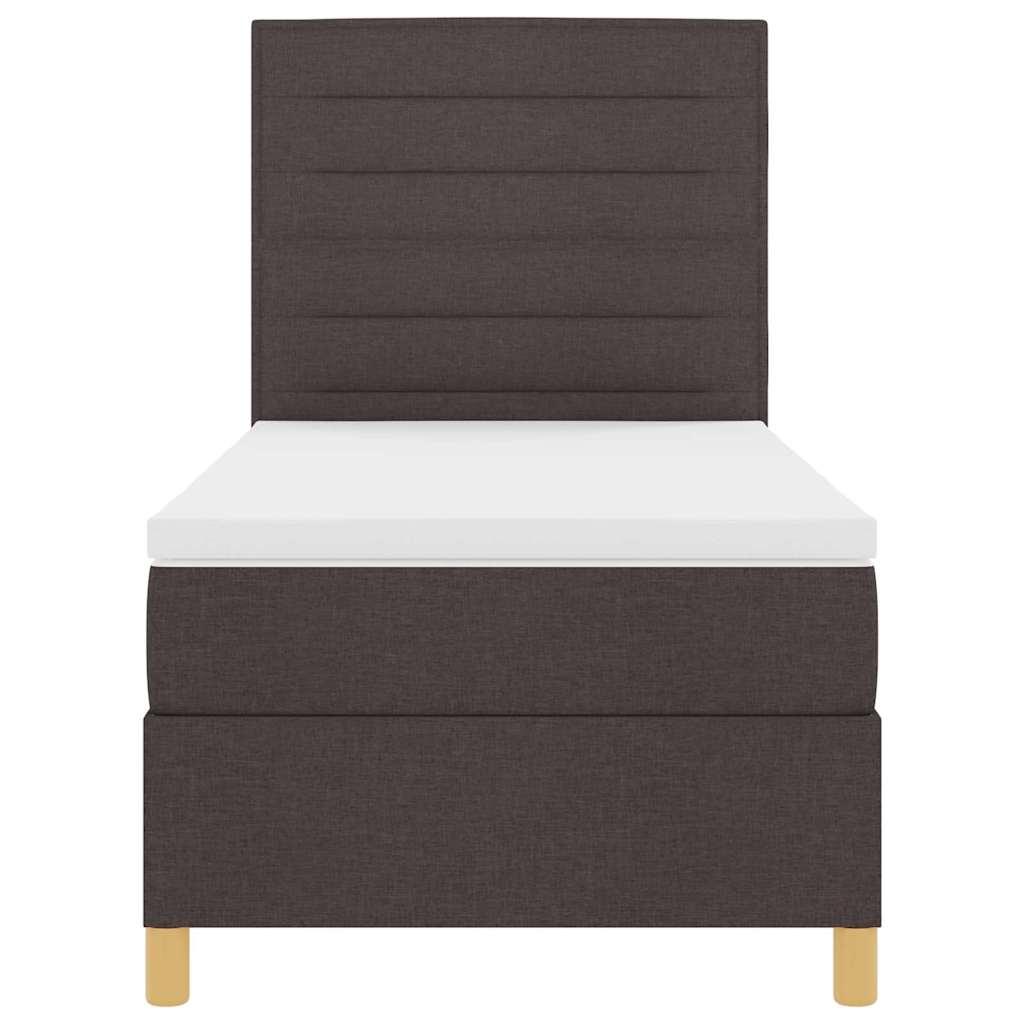 Lit à ressorts avec matelas Marron foncé 90 x 200 cm tissu - XIOS