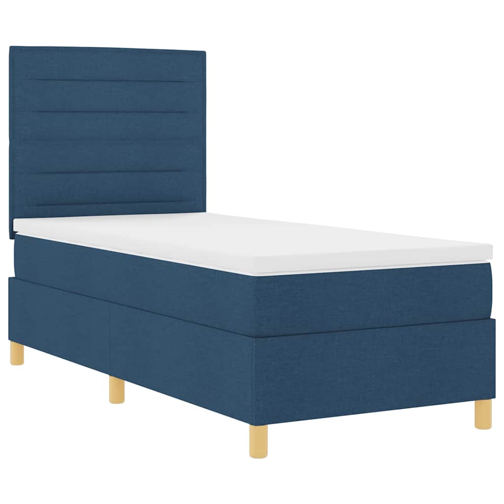 Lit à ressorts avec matelas Bleu 90 x 200 cm tissu - XIOS