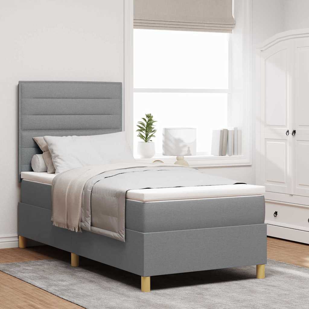 Lit à ressorts avec matelas Gris clair 100 x 200 cm tissu - XIOS