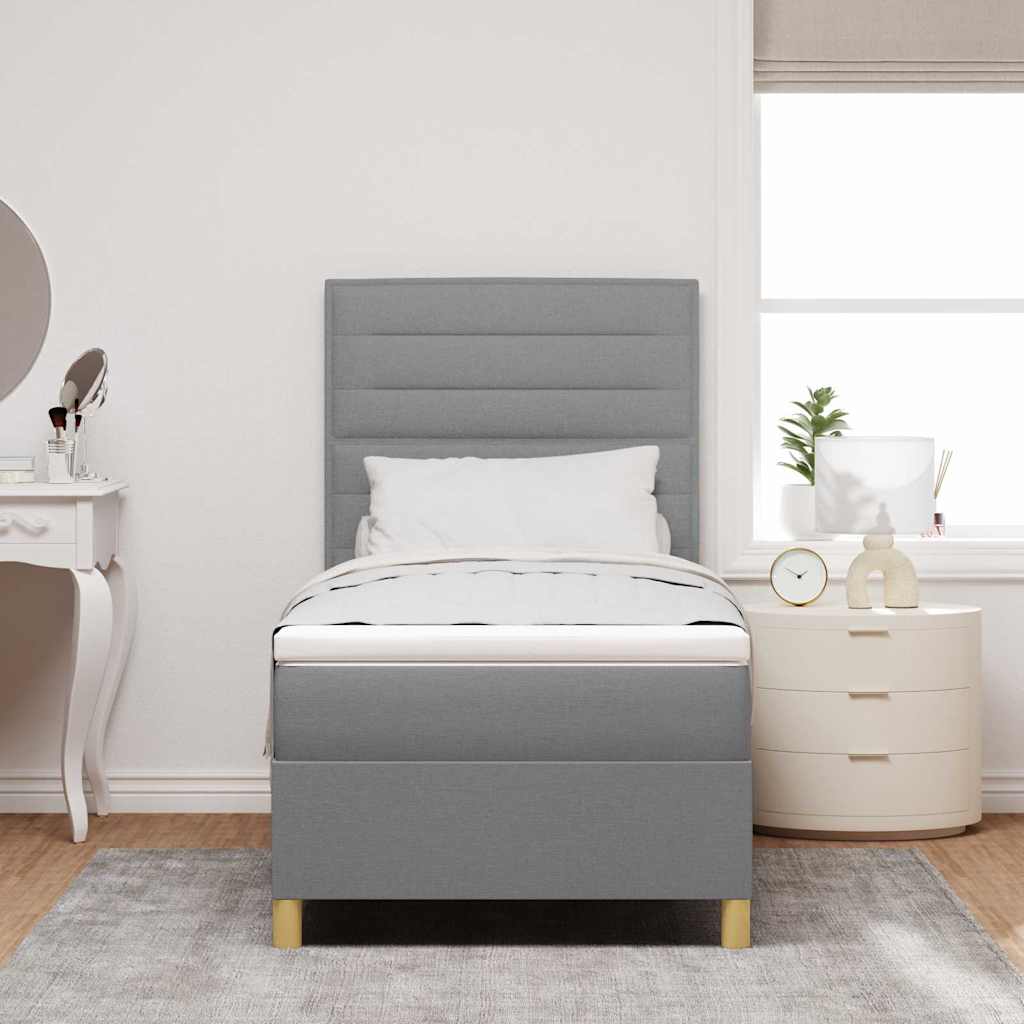 Lit à ressorts avec matelas Gris clair 100 x 200 cm tissu - XIOS
