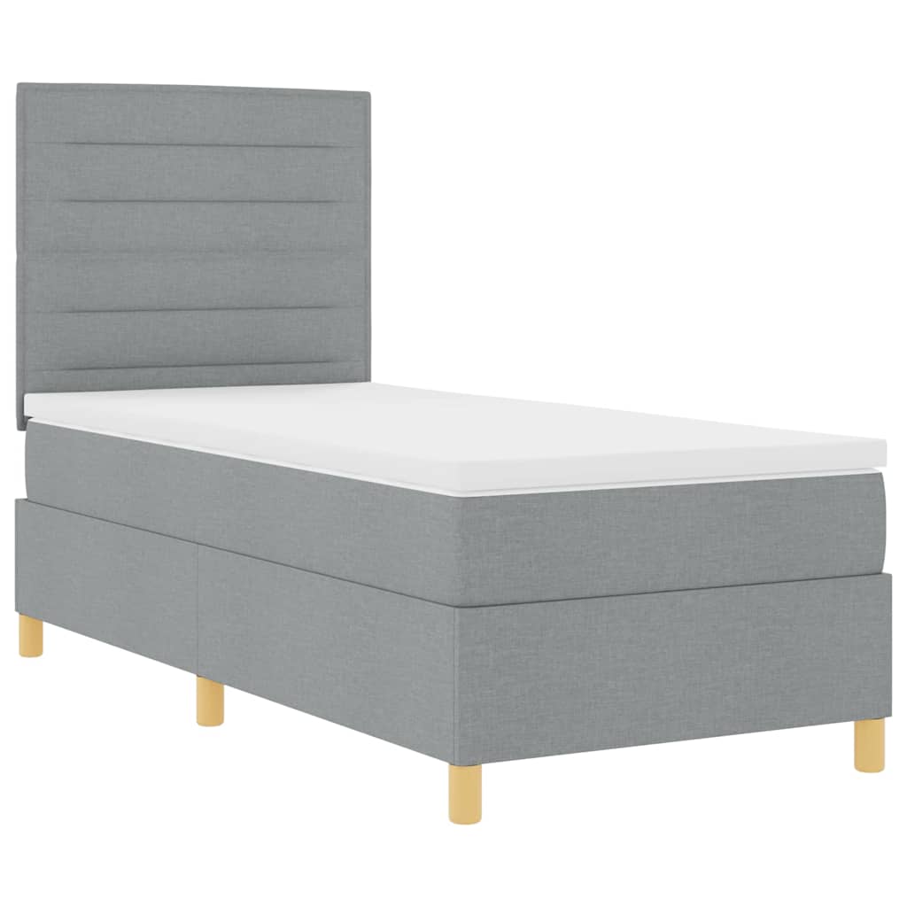 Lit à ressorts avec matelas Gris clair 100 x 200 cm tissu - XIOS