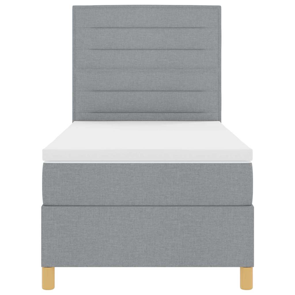 Lit à ressorts avec matelas Gris clair 100 x 200 cm tissu - XIOS