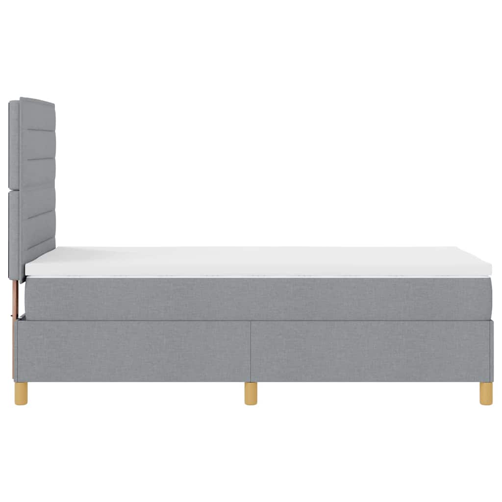 Lit à ressorts avec matelas Gris clair 100 x 200 cm tissu - XIOS