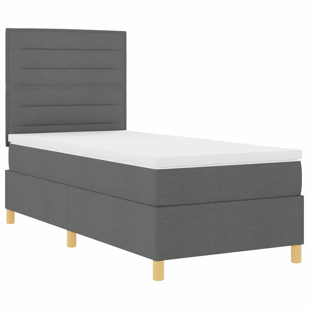Lit à ressorts avec matelas Gris foncé 100 x 200 cm tissu - XIOS