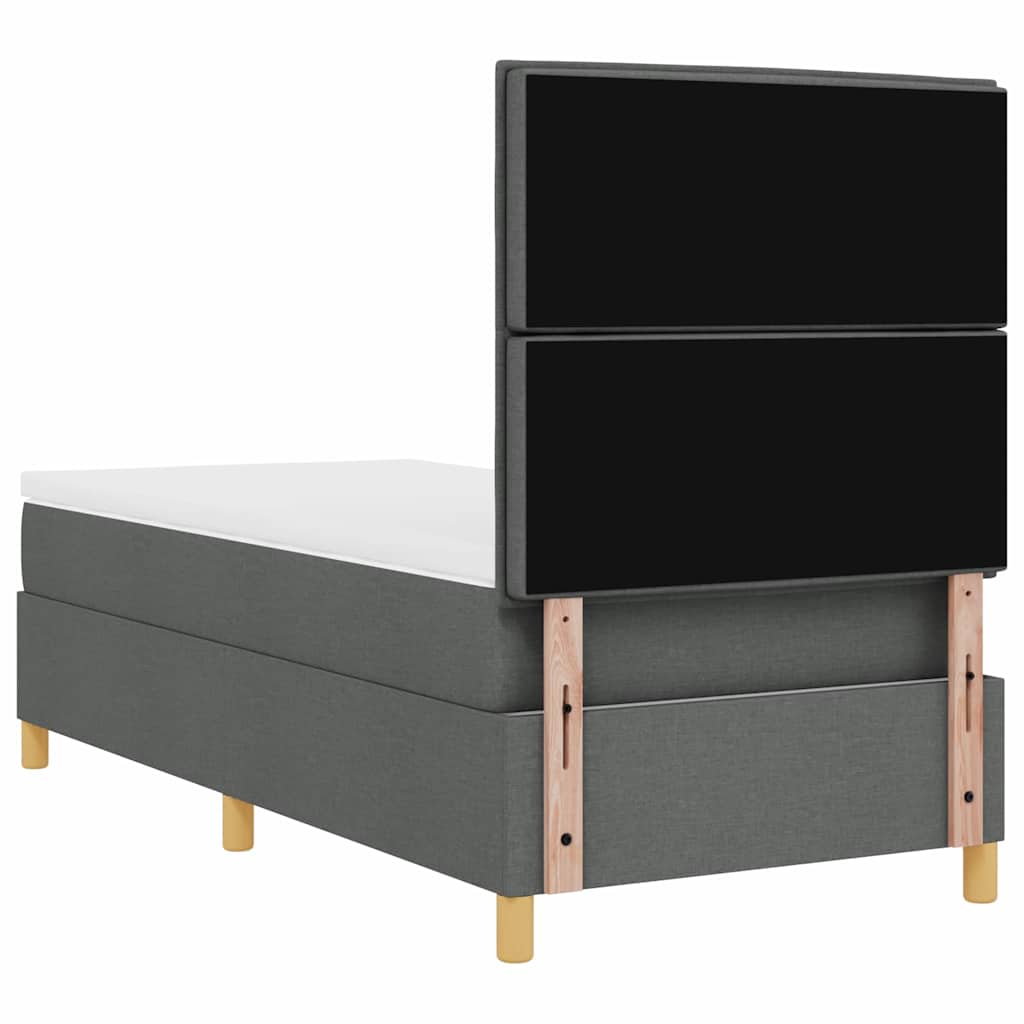 Lit à ressorts avec matelas Gris foncé 100 x 200 cm tissu - XIOS