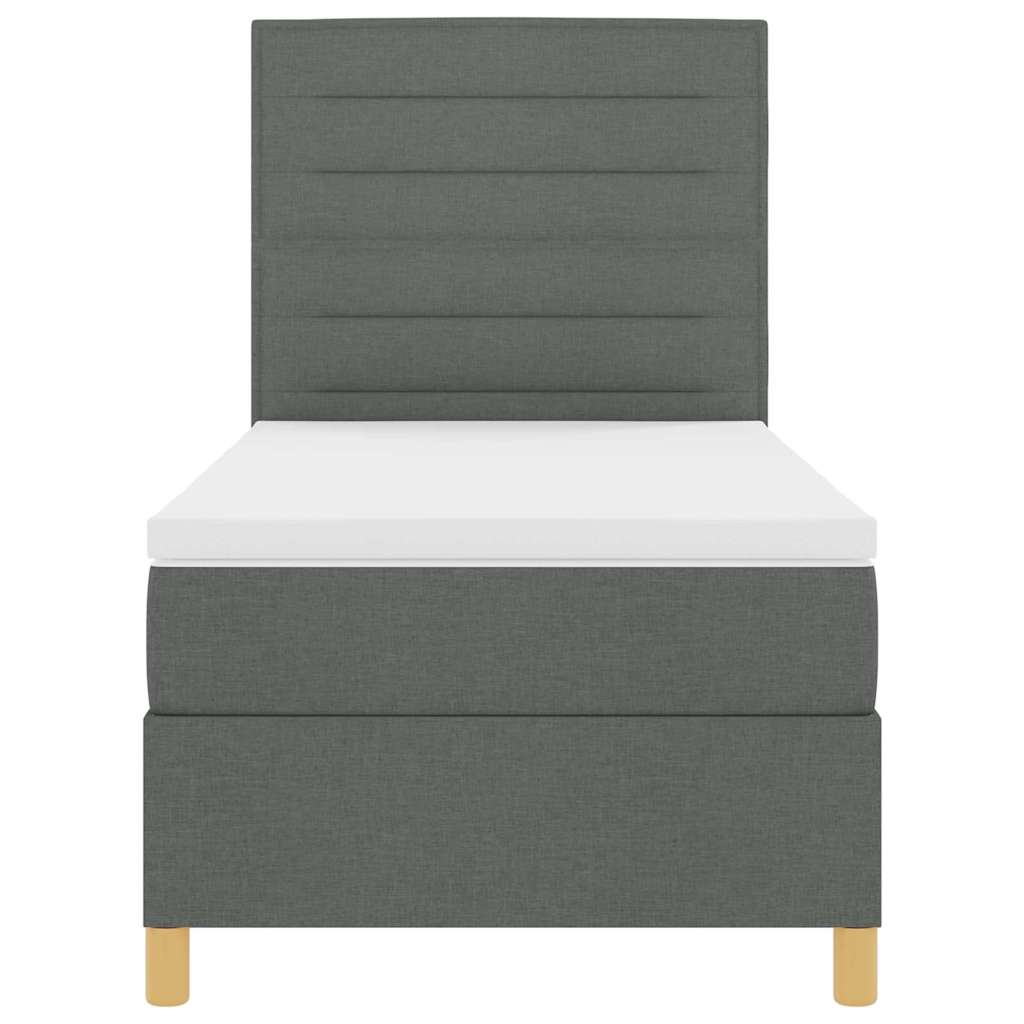 Lit à ressorts avec matelas Gris foncé 100 x 200 cm tissu - XIOS