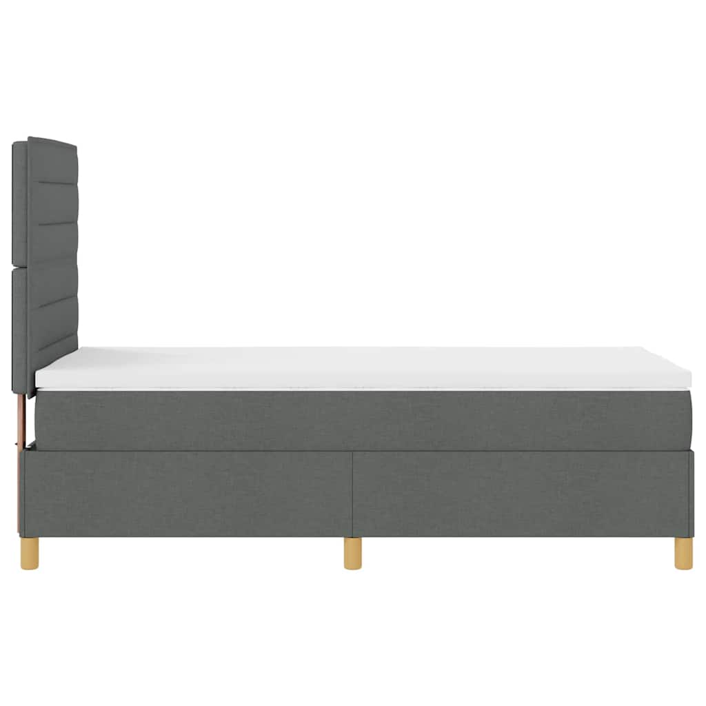 Lit à ressorts avec matelas Gris foncé 100 x 200 cm tissu - XIOS