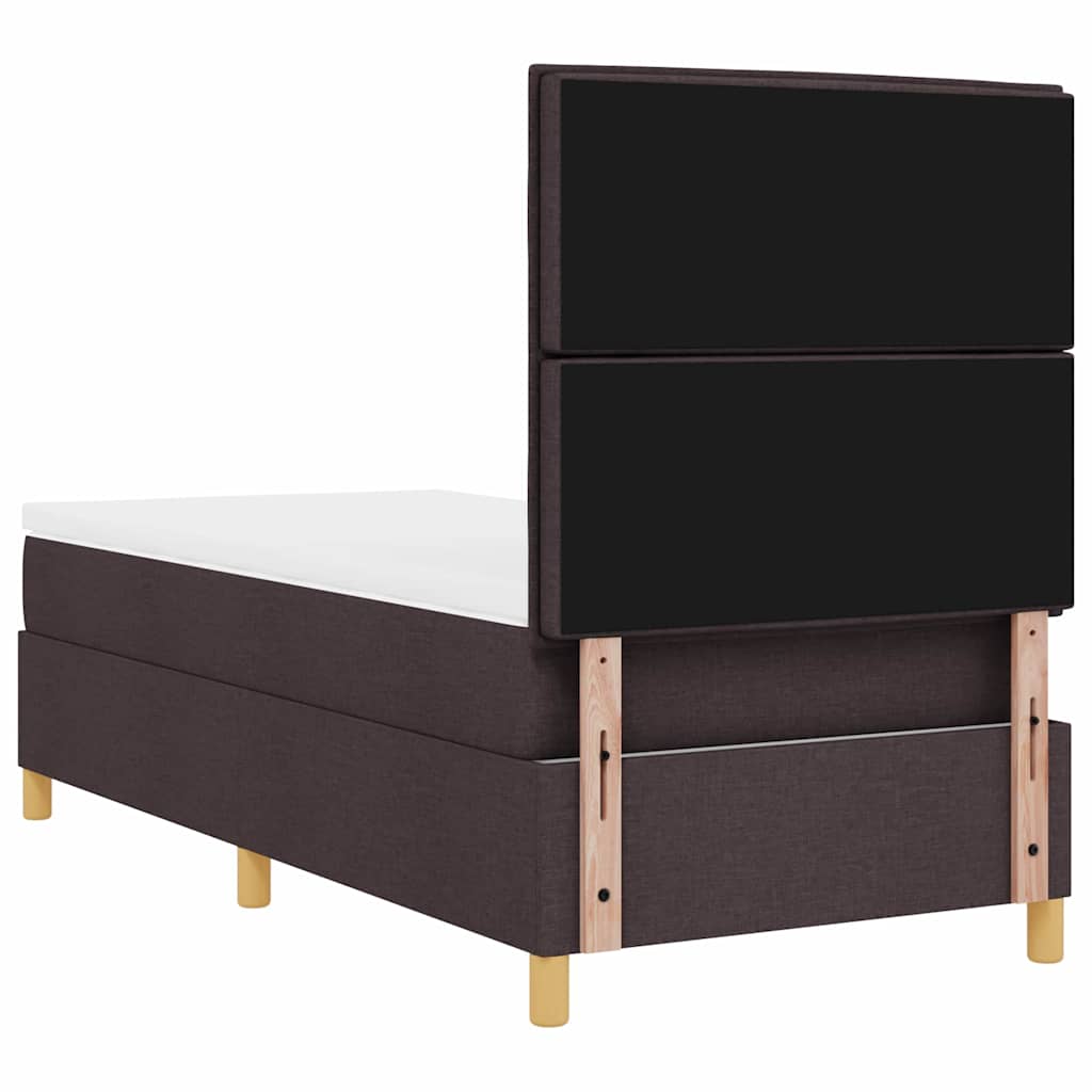 Lit à ressorts avec matelas Marron foncé 100 x 200 cm tissu - XIOS