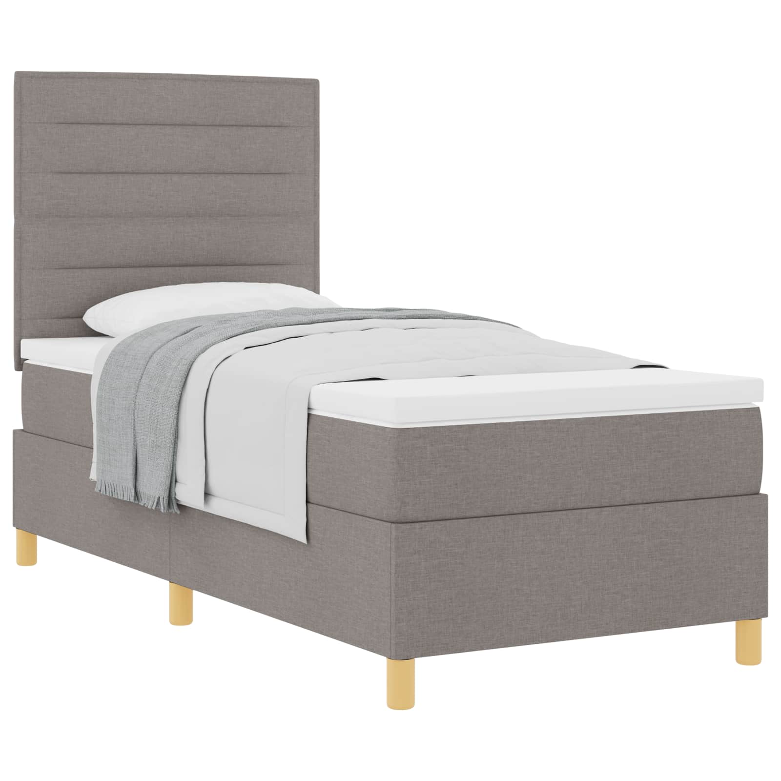Lit à ressorts avec matelas Taupe 100 x 200 cm tissu - XIOS