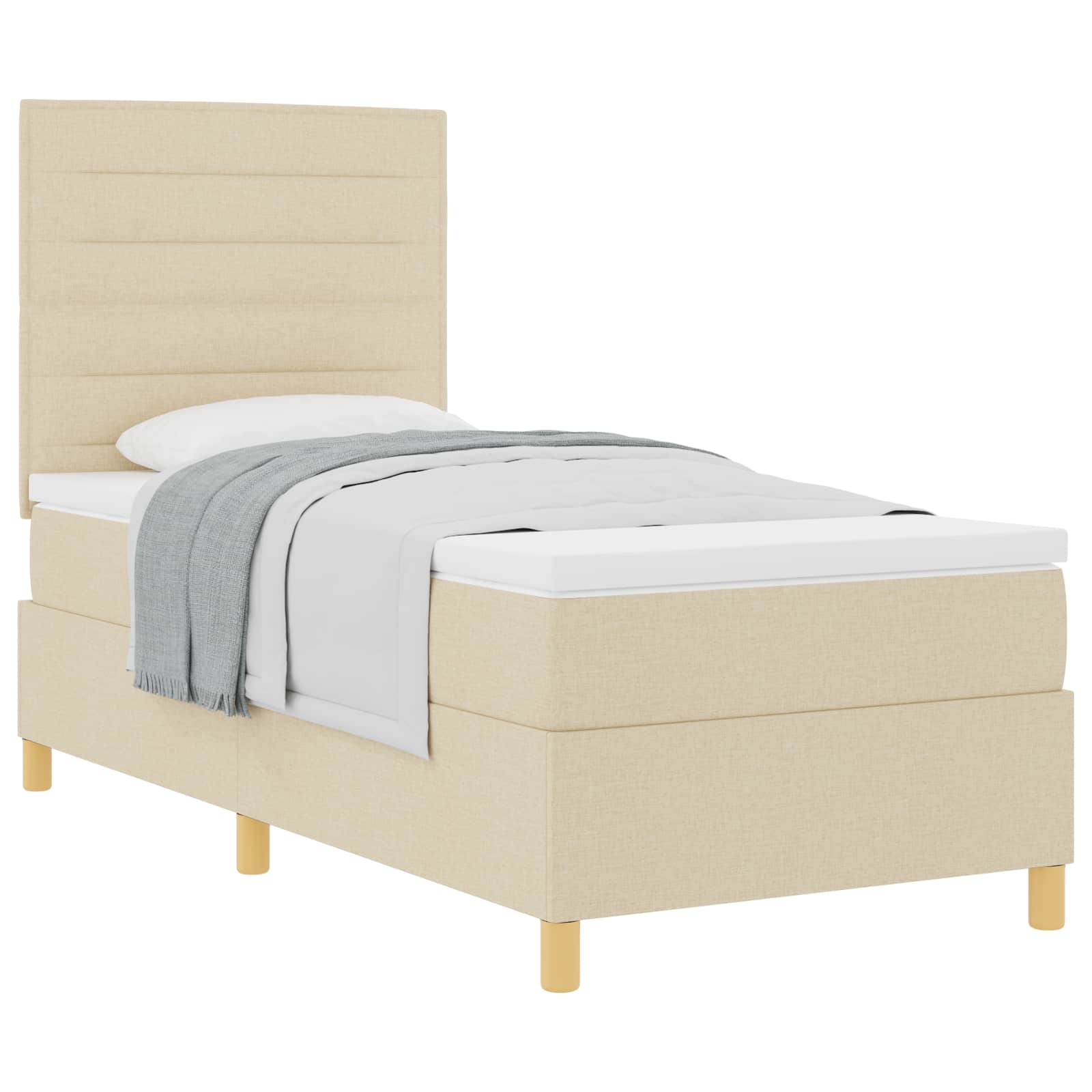 Lit à ressorts avec matelas Crème 100 x 200 cm tissu - XIOS