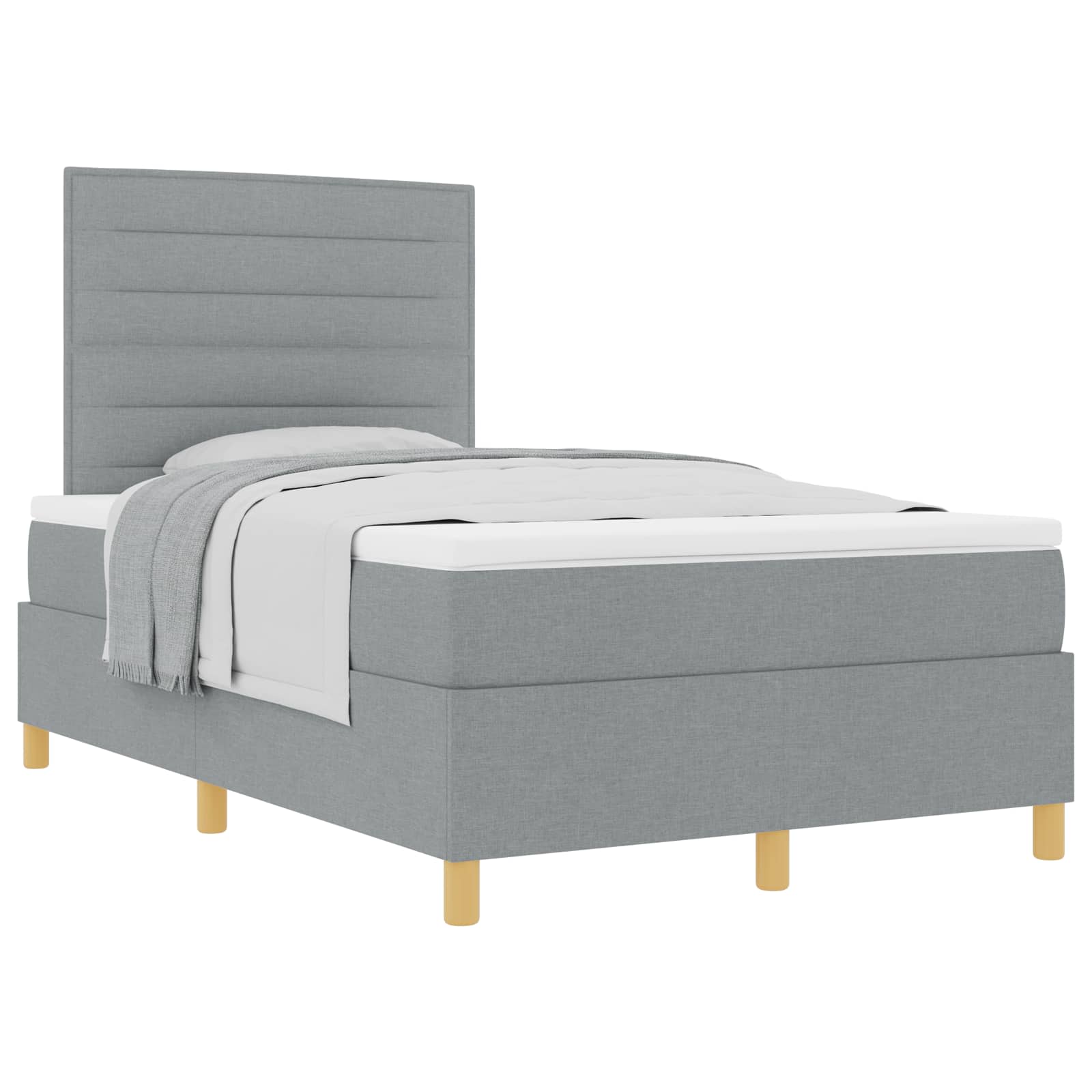 Lit à ressorts avec matelas Gris clair 120 x 190 cm tissu - XIOS