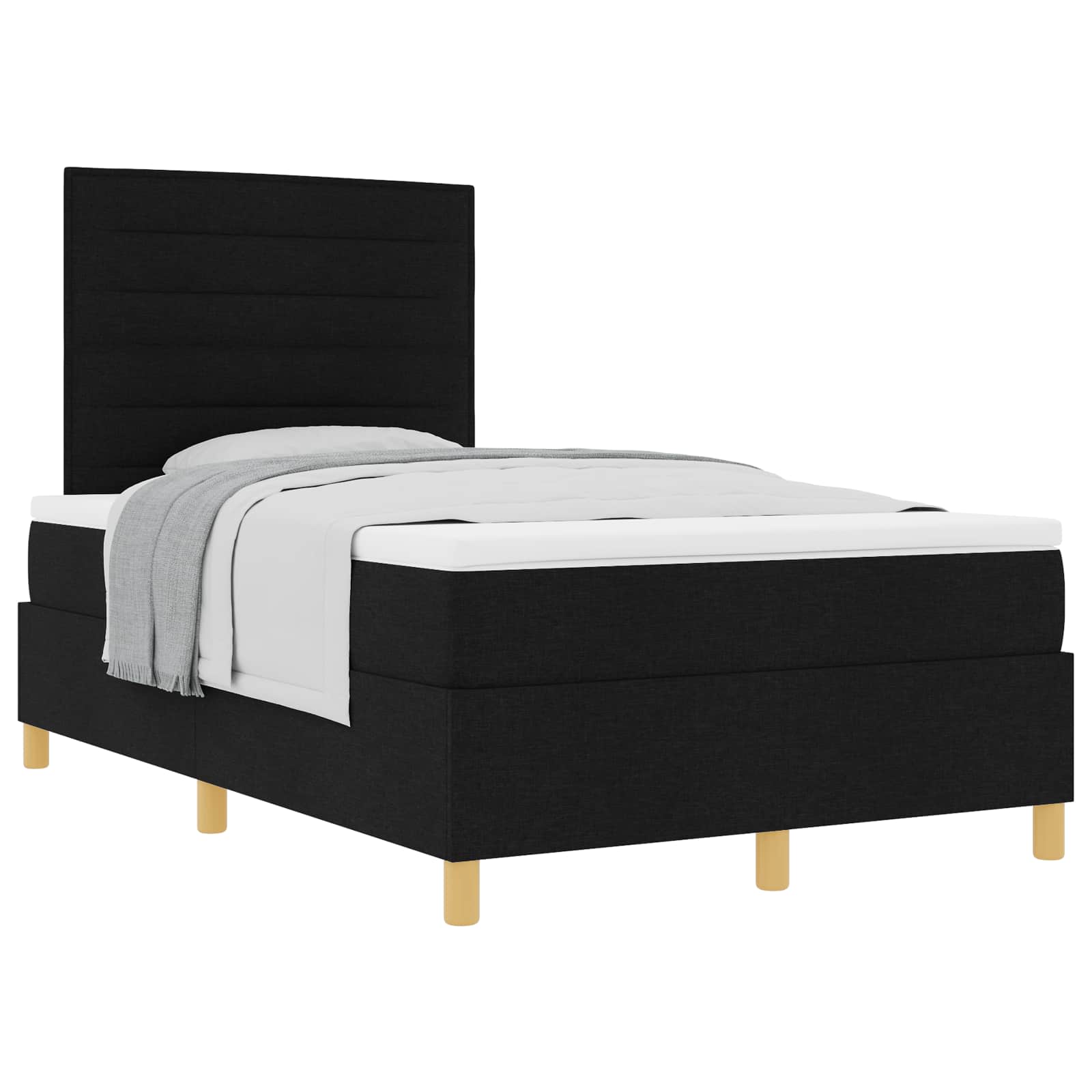 Lit à ressorts avec matelas Noir 120 x 190 cm tissu - XIOS