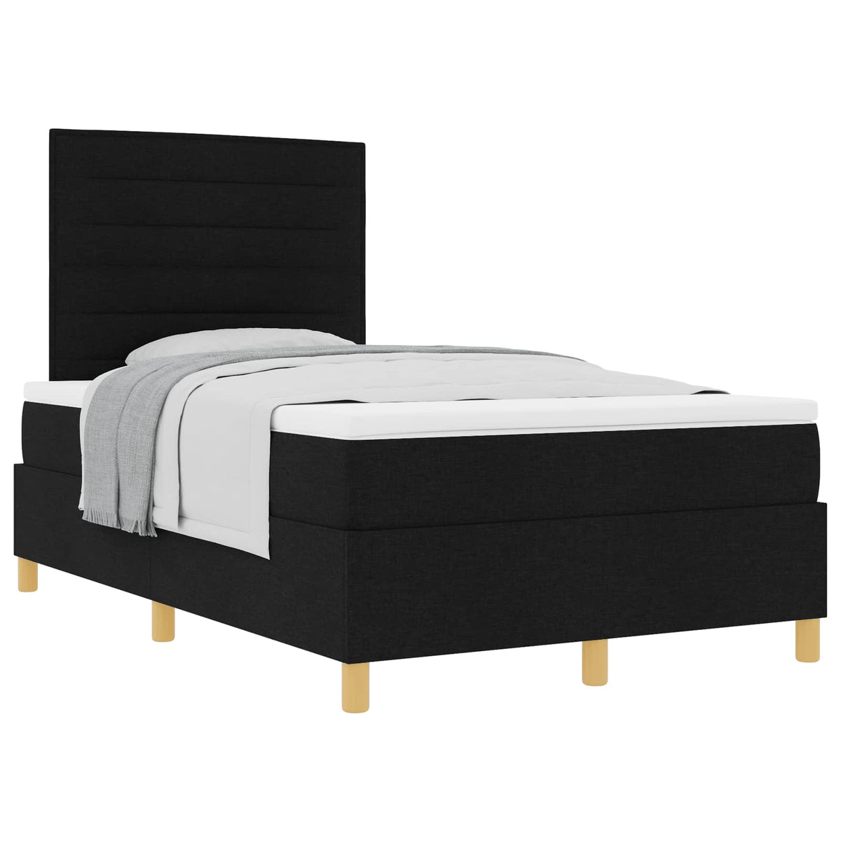 Lit à ressorts avec matelas Noir 120 x 190 cm tissu