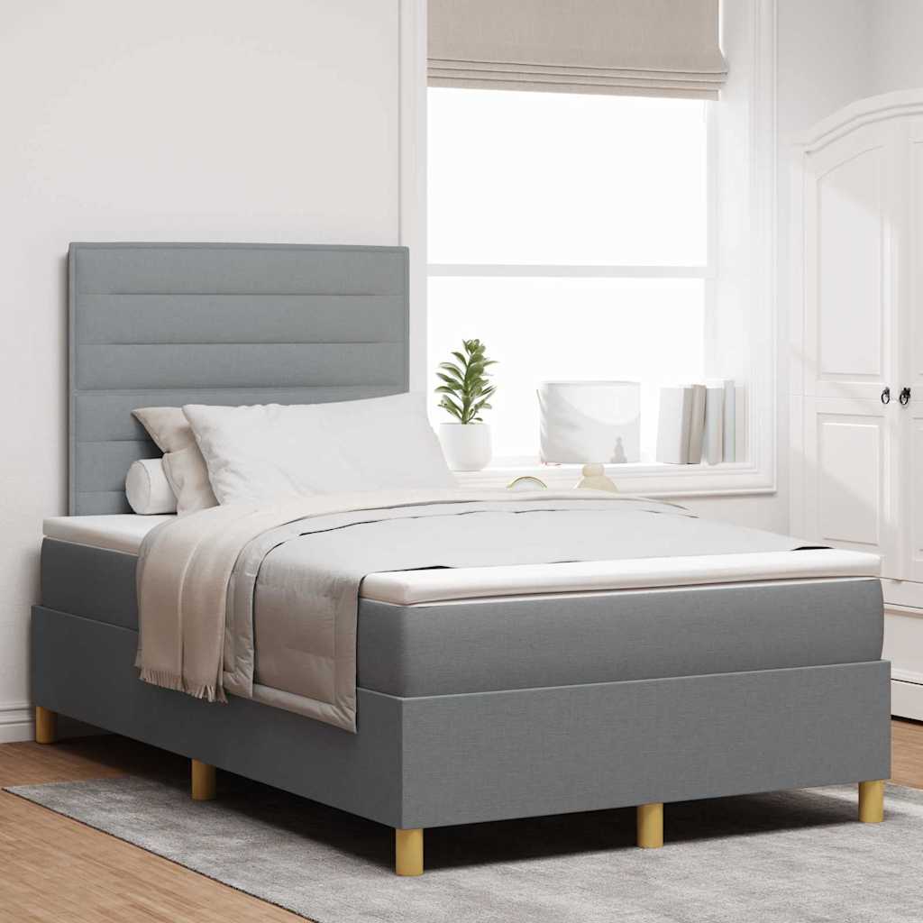 Lit à ressorts avec matelas Gris clair 120 x 200 cm tissu - XIOS