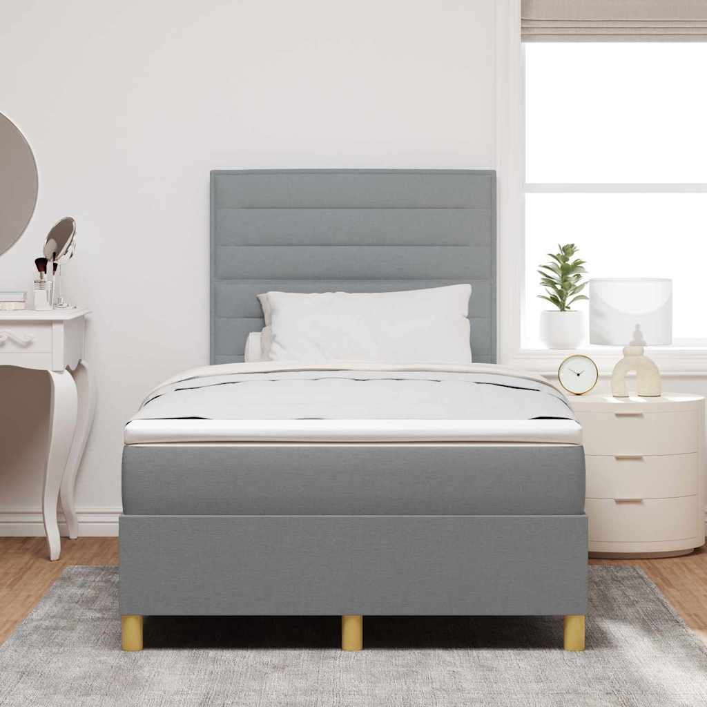 Lit à ressorts avec matelas Gris clair 120 x 200 cm tissu - XIOS