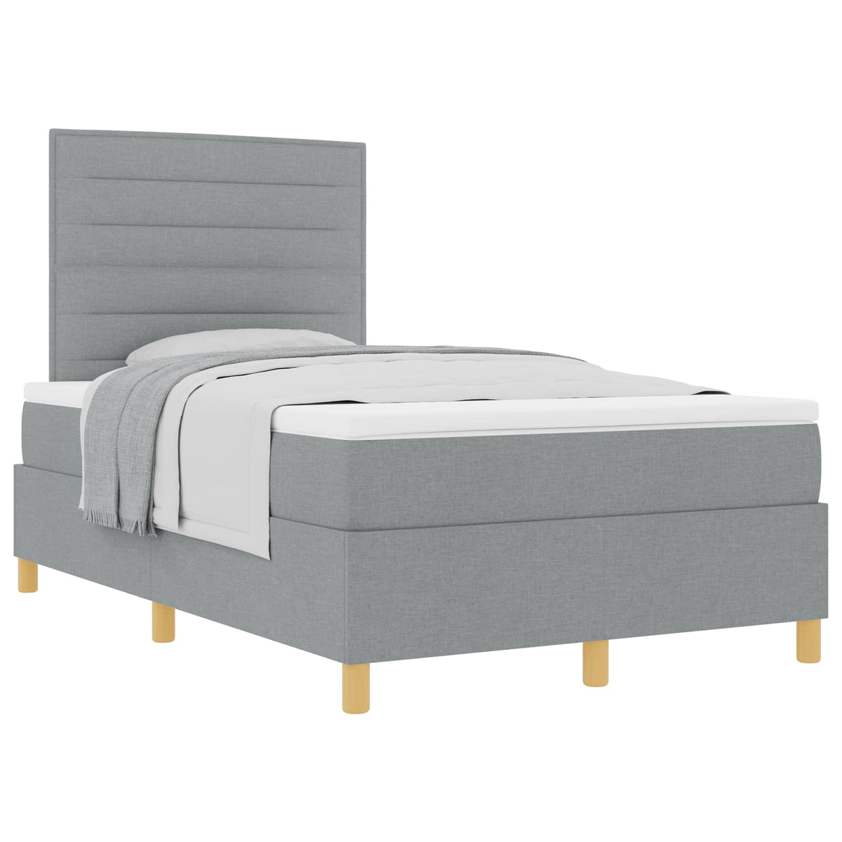 Lit à ressorts avec matelas Gris clair 120 x 200 cm tissu