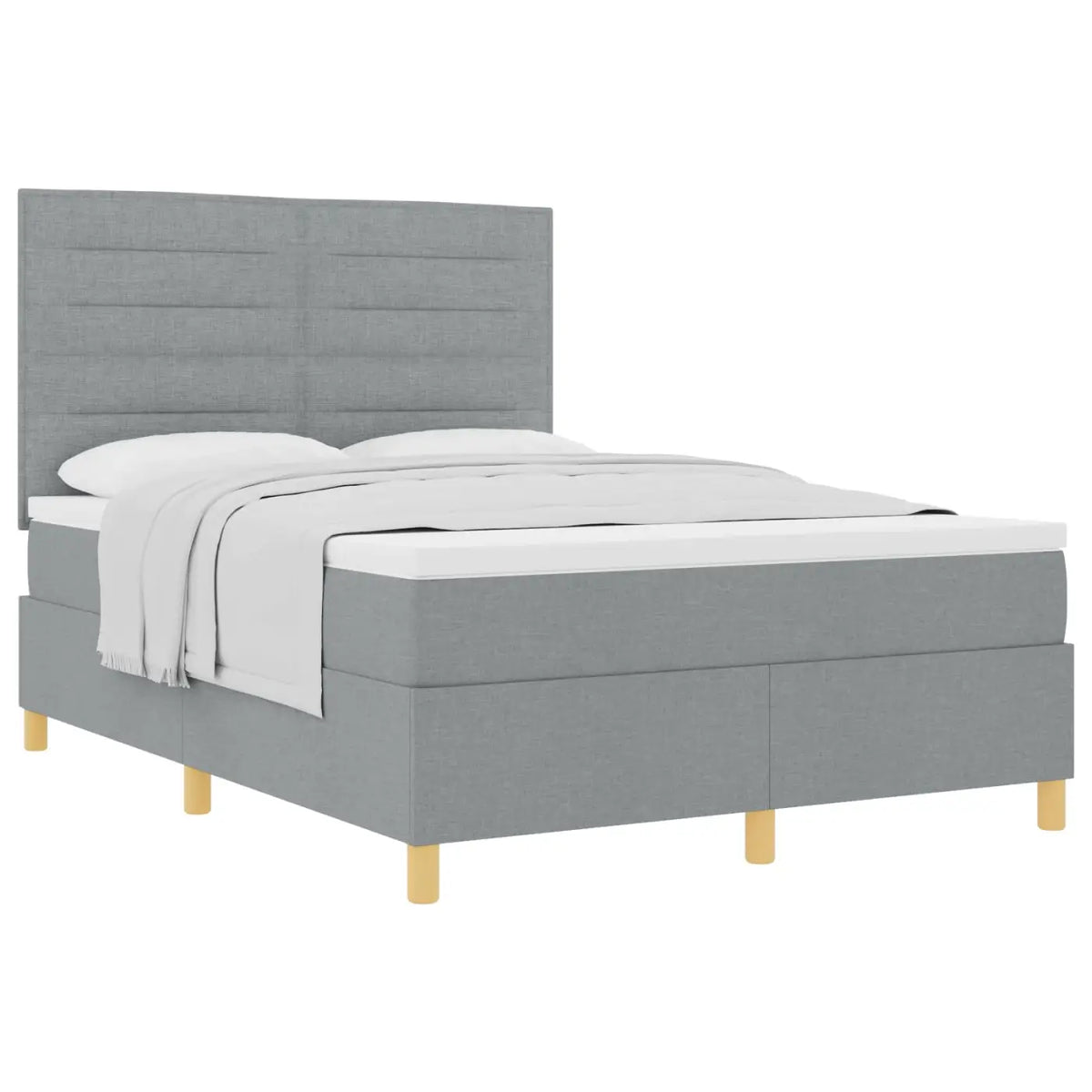 Lit à ressorts avec matelas Gris clair 140 x 190 cm tissu - XIOS