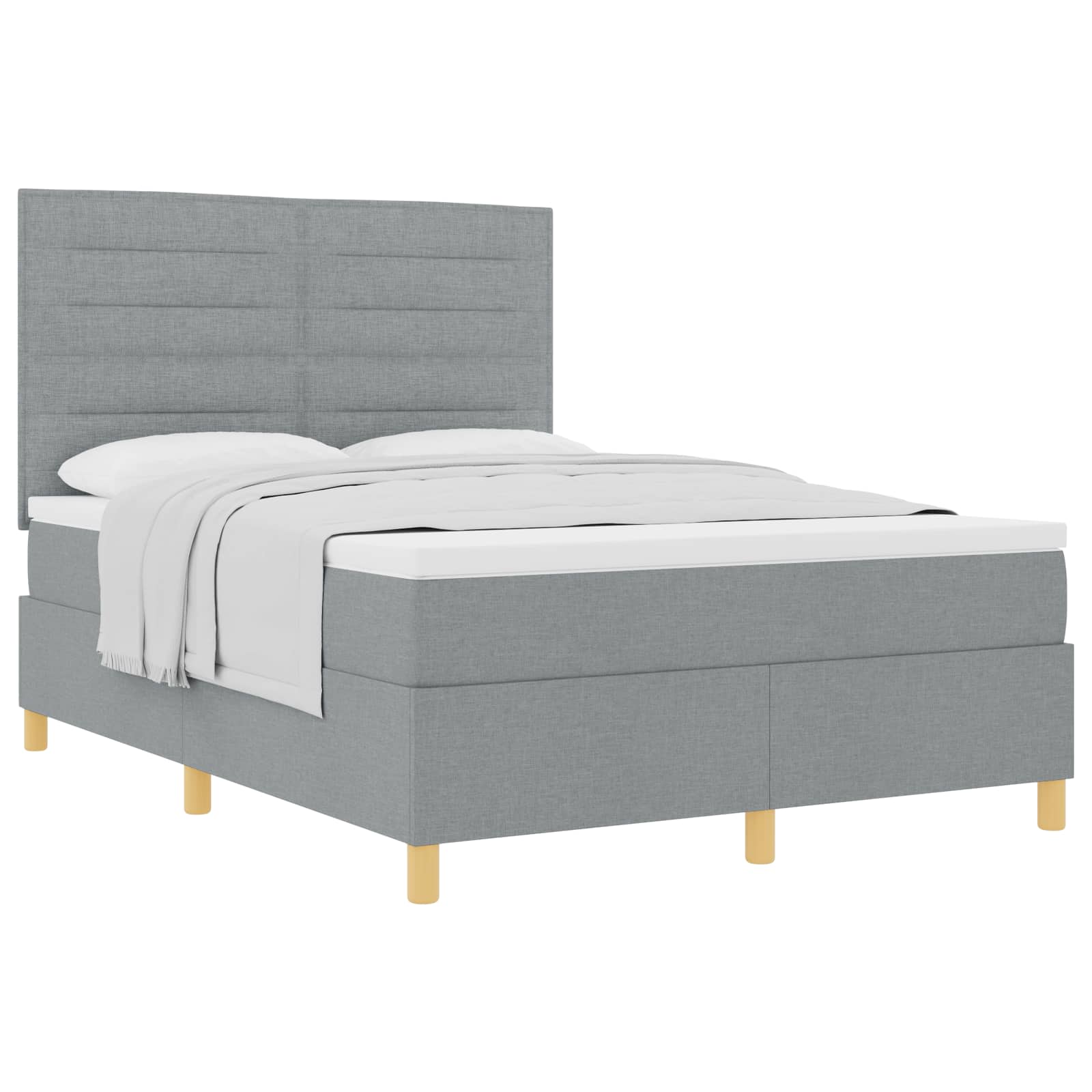 Lit à ressorts avec matelas Gris clair 140 x 200 cm tissu - XIOS