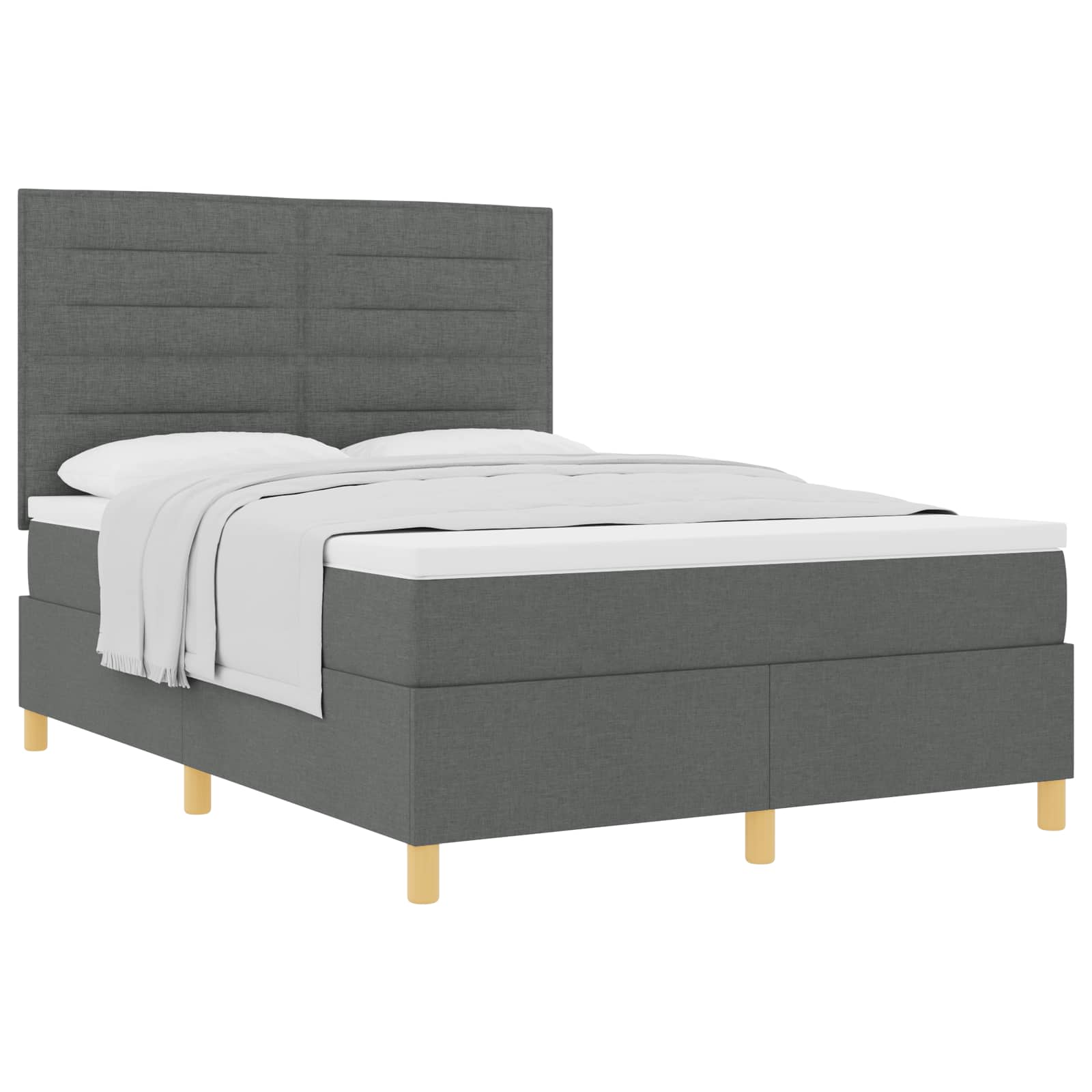 Lit à ressorts avec matelas Gris foncé 140 x 200 cm tissu - XIOS