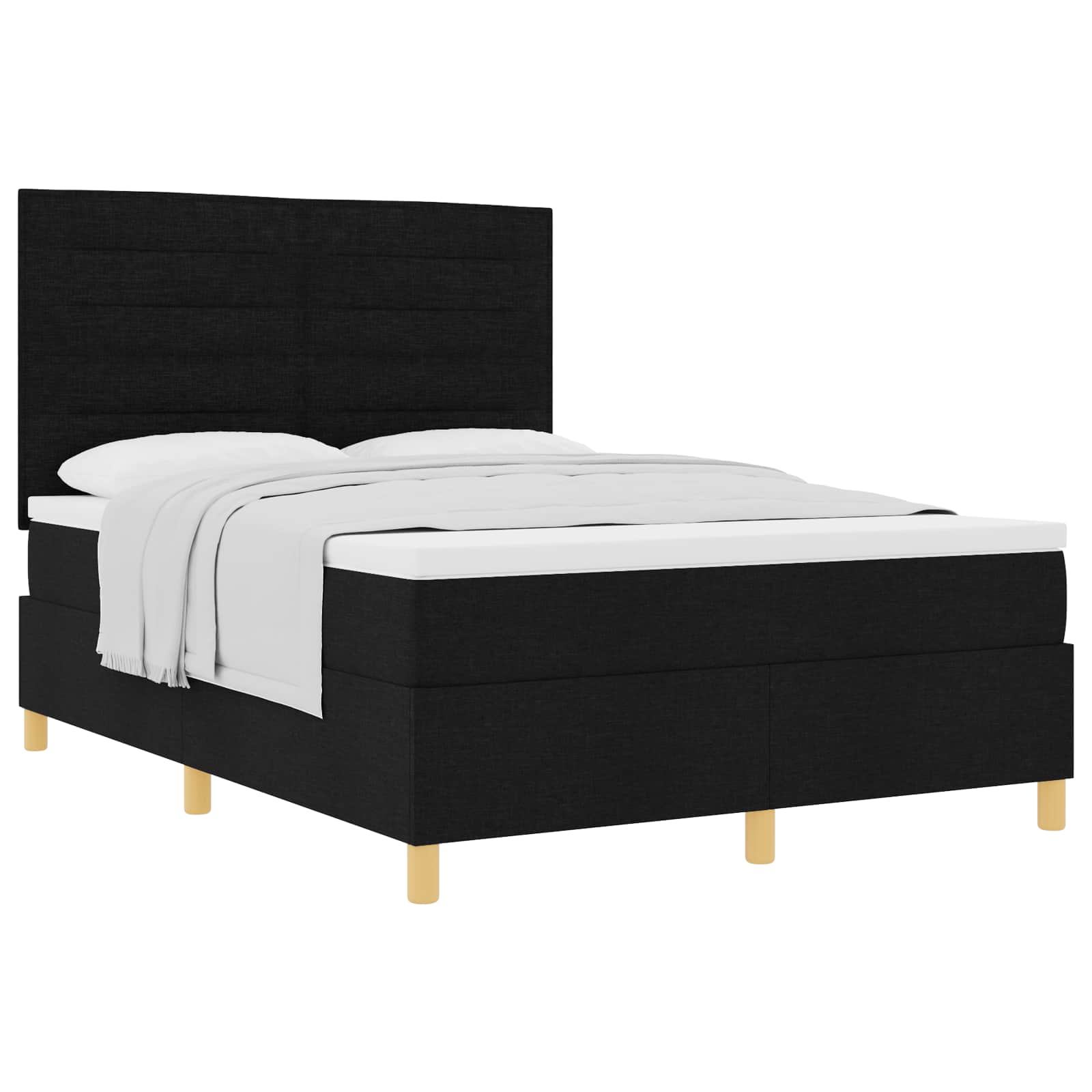 Lit à ressorts avec matelas Noir 140 x 200 cm tissu - XIOS