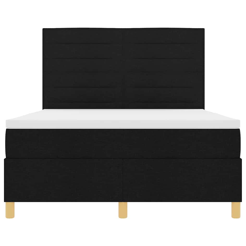 Lit à ressorts avec matelas Noir 140 x 200 cm tissu - XIOS