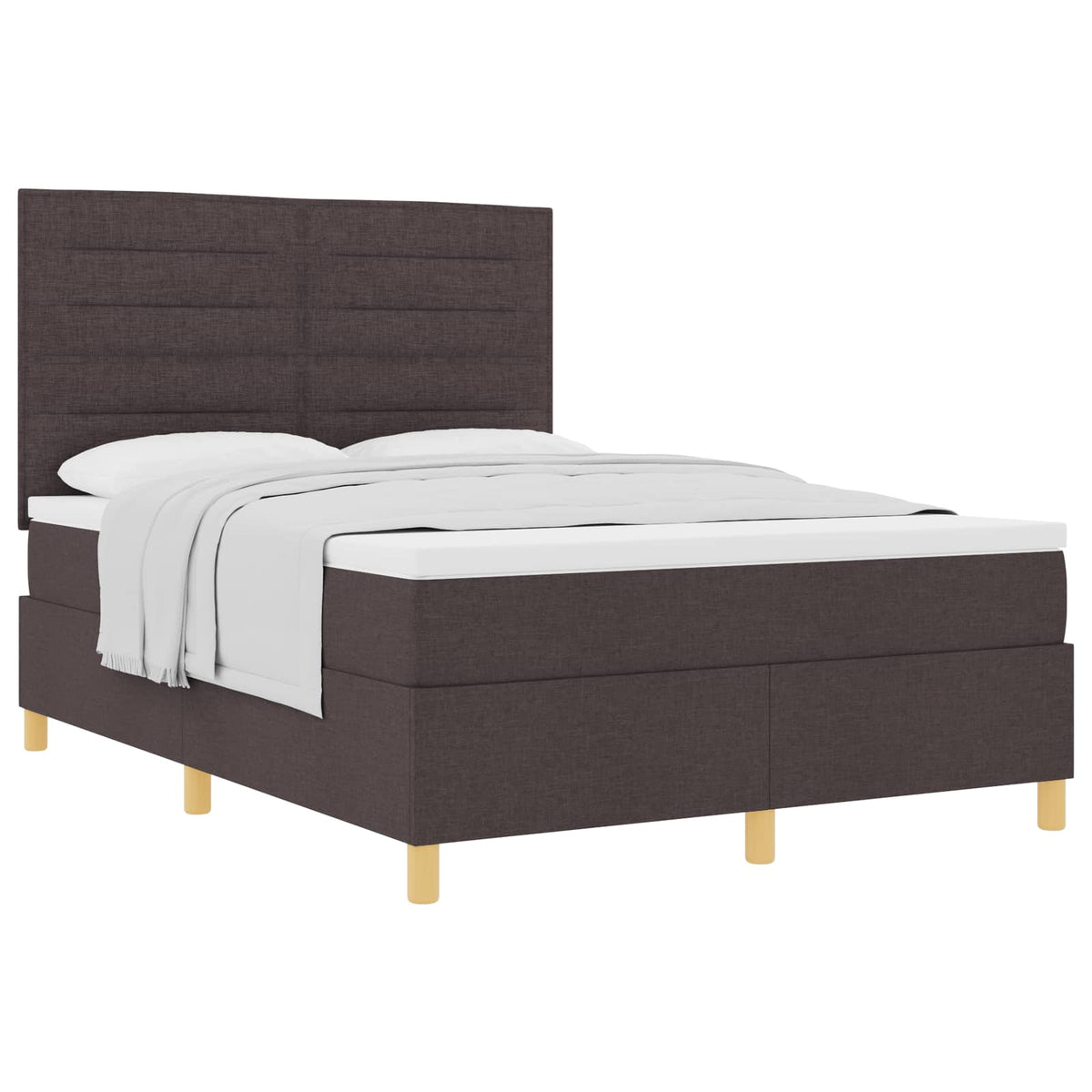 Lit à ressorts avec matelas Marron foncé 140 x 200 cm tissu