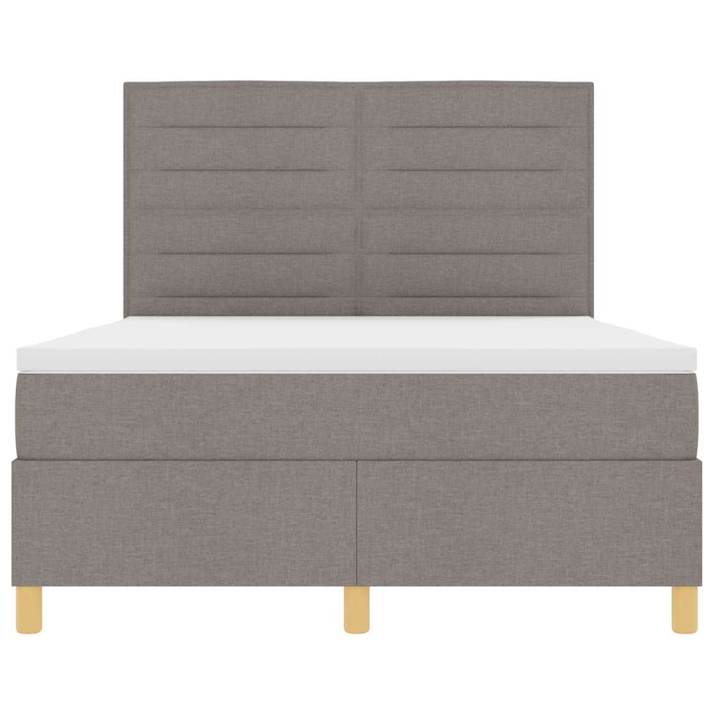 Lit à ressorts avec matelas Taupe 140 x 200 cm tissu - XIOS