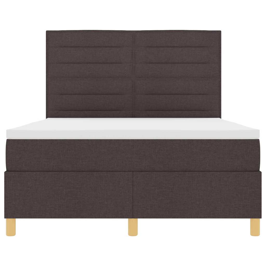 Lit à ressorts avec matelas Marron foncé 160 x 200 cm tissu