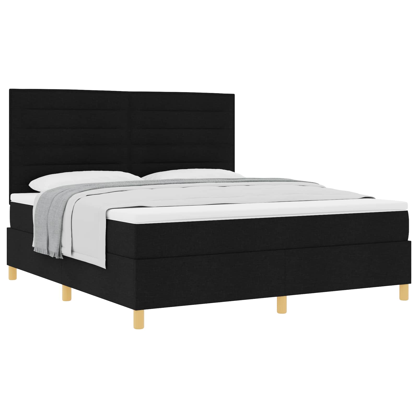 Lit à ressorts avec matelas Noir 180 x 200 cm tissu - XIOS
