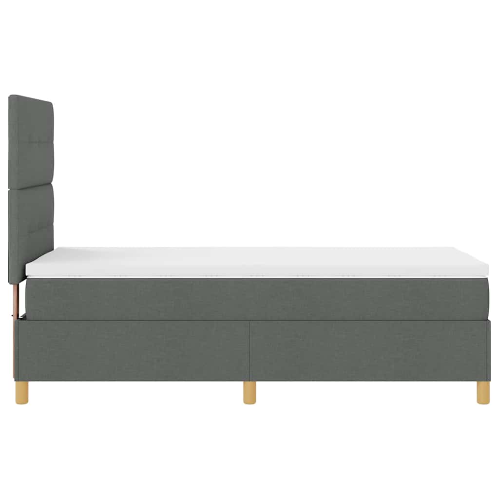 Lit à ressorts avec tête de lit Gris foncé 90 x 190 cm tissu