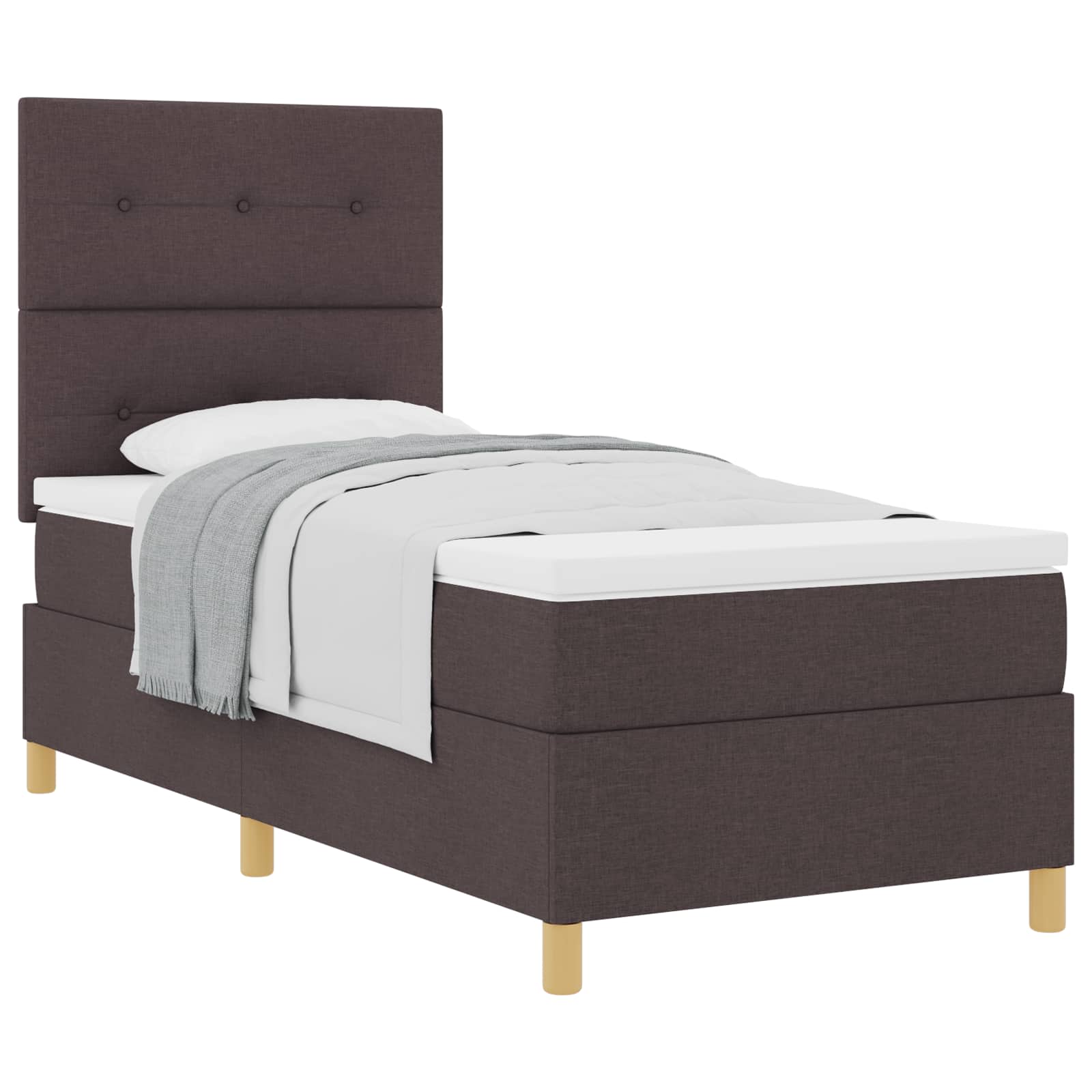 Lit à ressorts avec matelas Marron foncé 90 x 190 cm tissu - XIOS