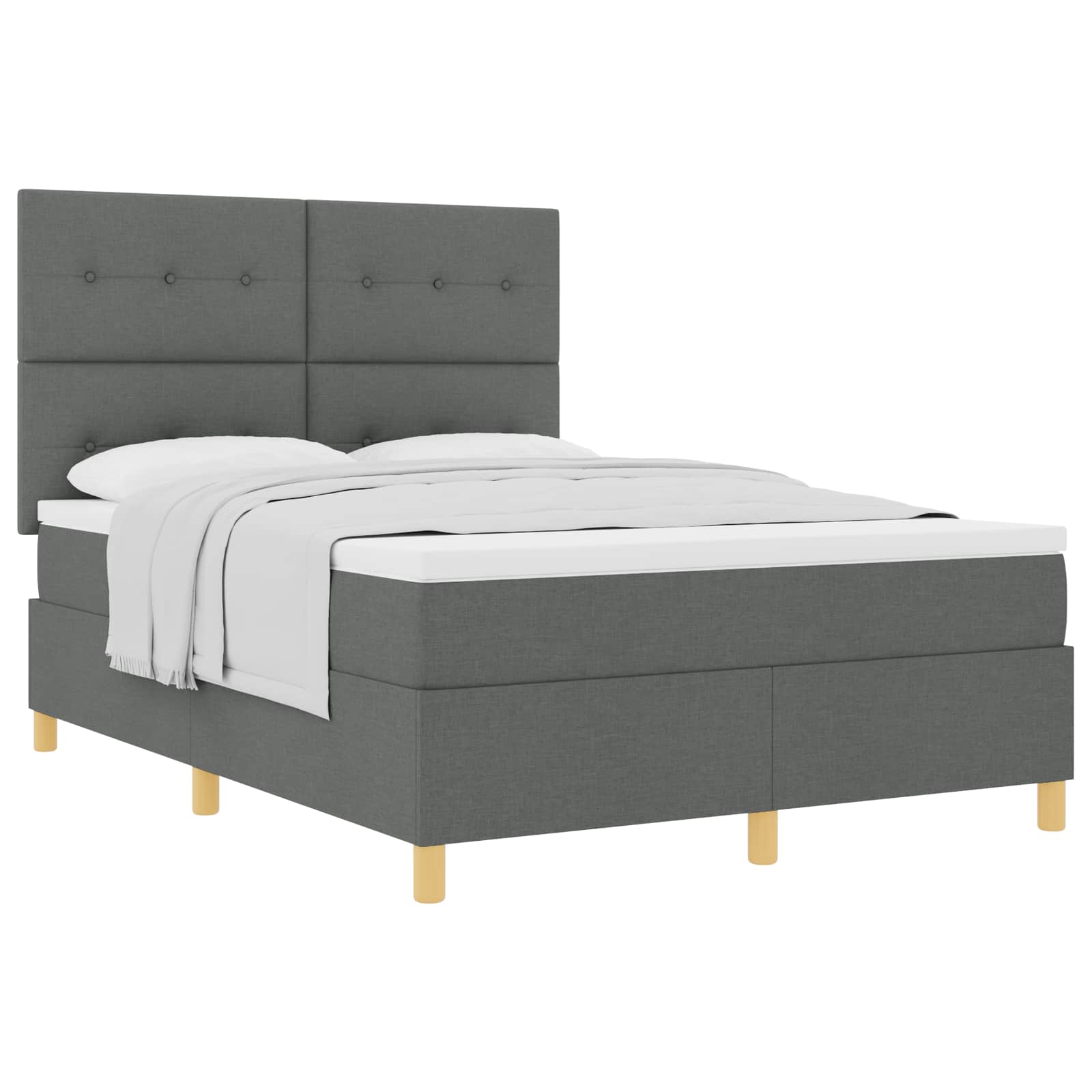 Lit à ressorts avec tête de lit Gris foncé 140 x 190 cm tissu - XIOS