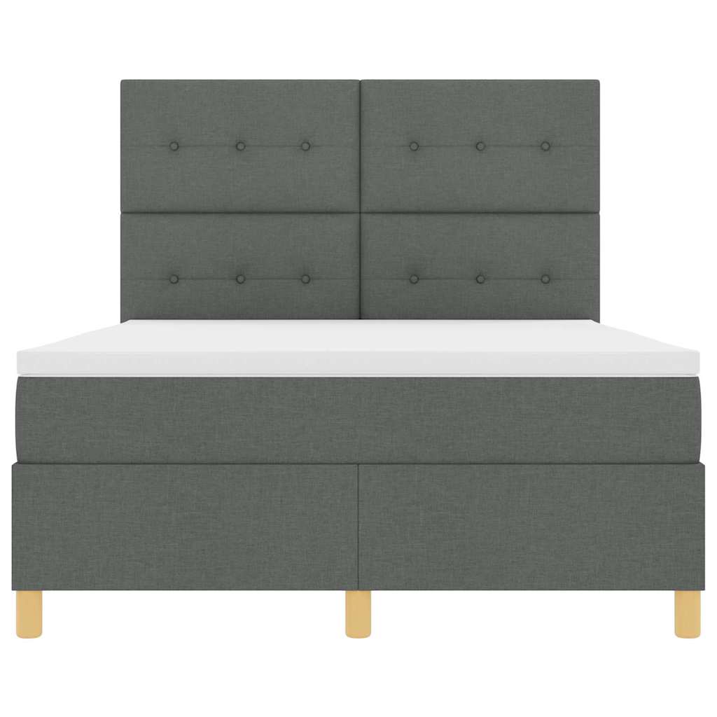 Lit à ressorts avec tête de lit Gris foncé 140 x 190 cm tissu - XIOS