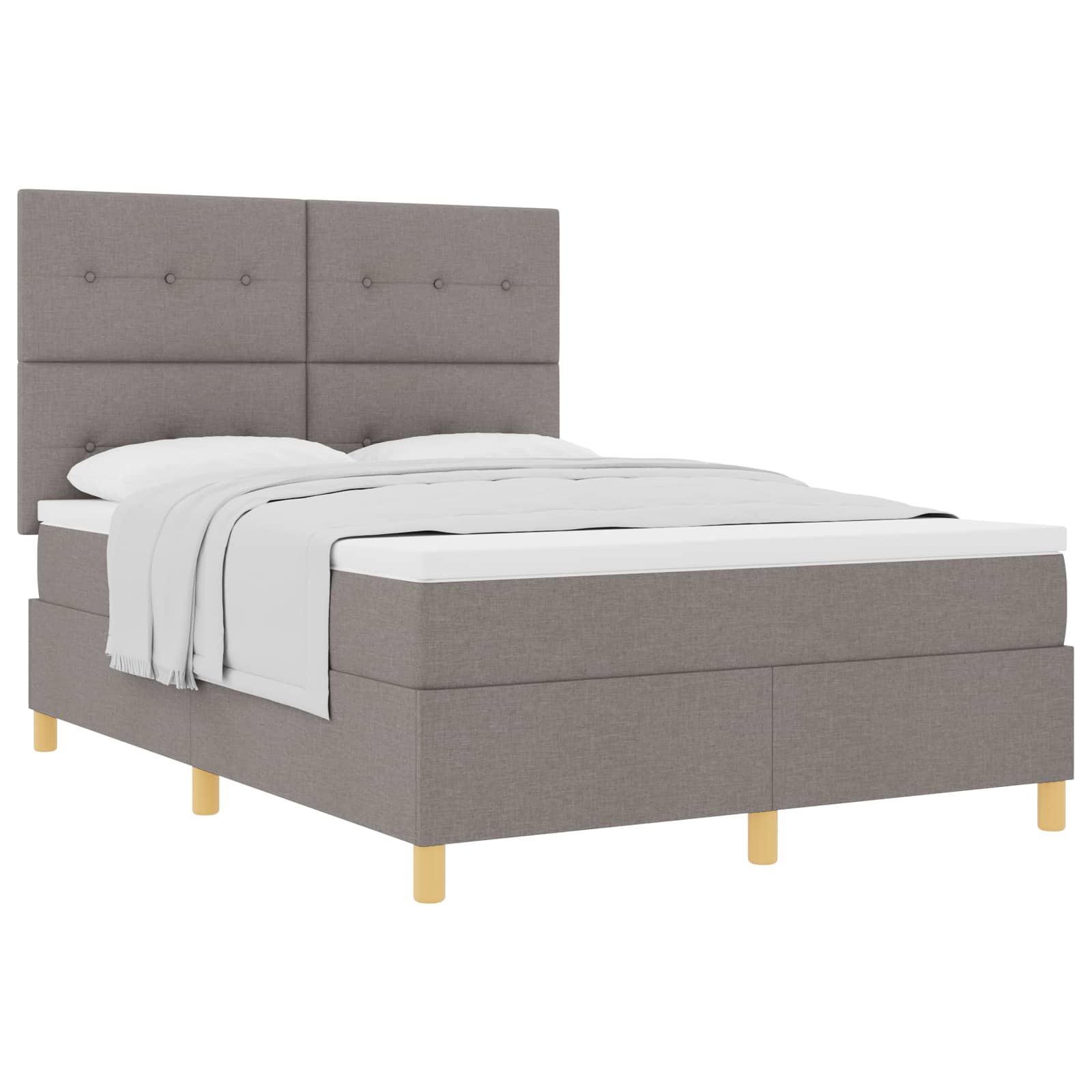 Lit à ressorts avec tête de lit Taupe 140 x 190 cm tissu