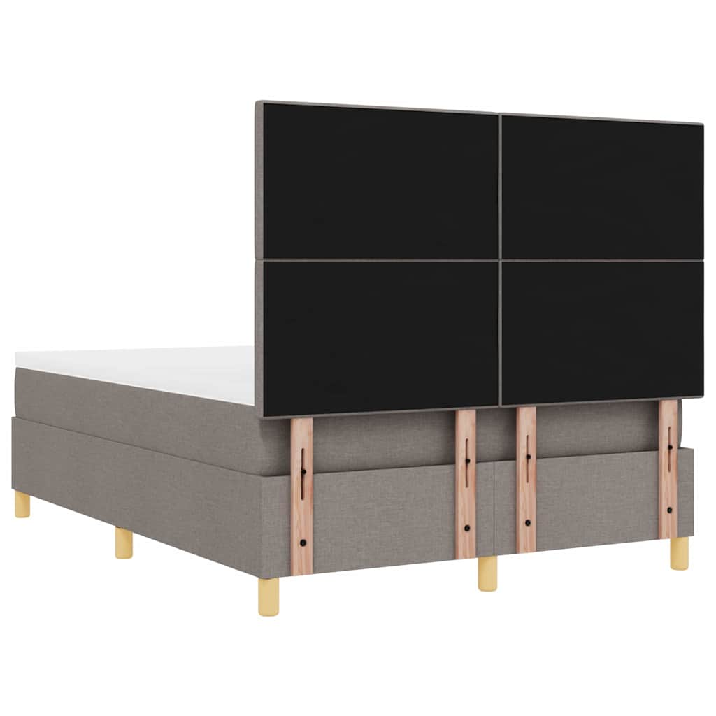 Lit à ressorts avec tête de lit Taupe 140 x 190 cm tissu