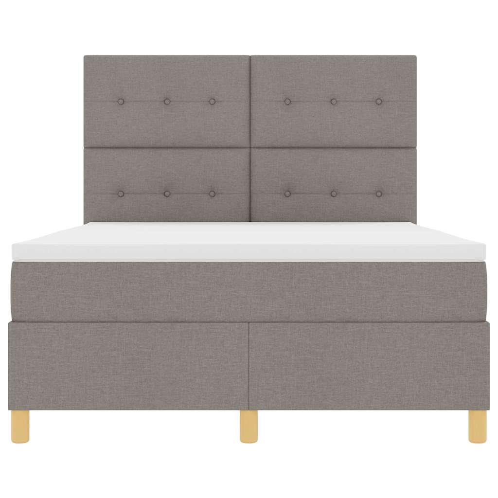 Lit à ressorts avec tête de lit Taupe 140 x 190 cm tissu