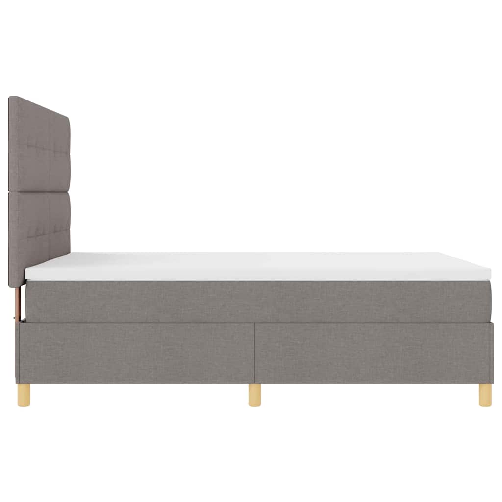 Lit à ressorts avec tête de lit Taupe 140 x 190 cm tissu