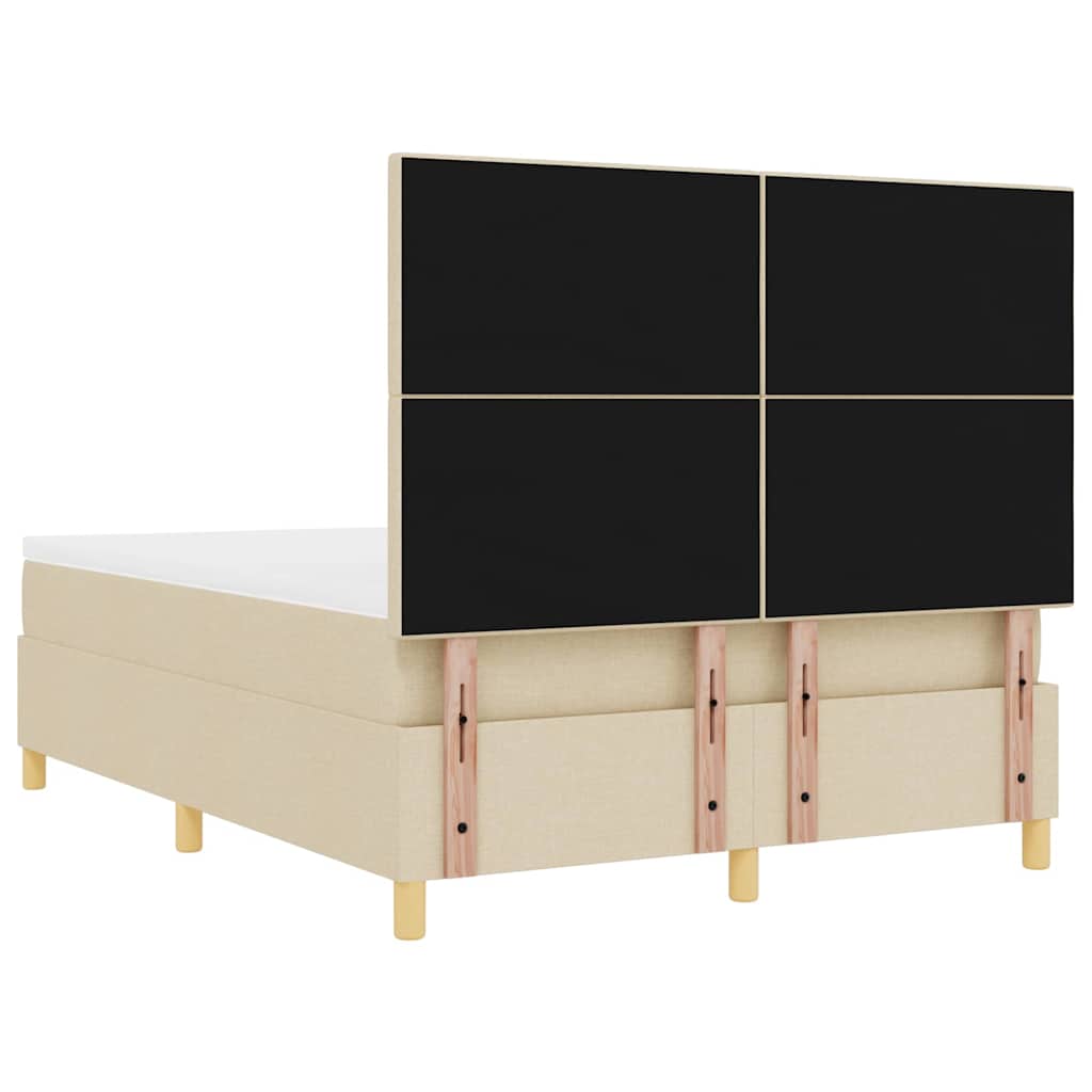 Lit à ressorts avec tête de lit Crème 140 x 190 cm tissu