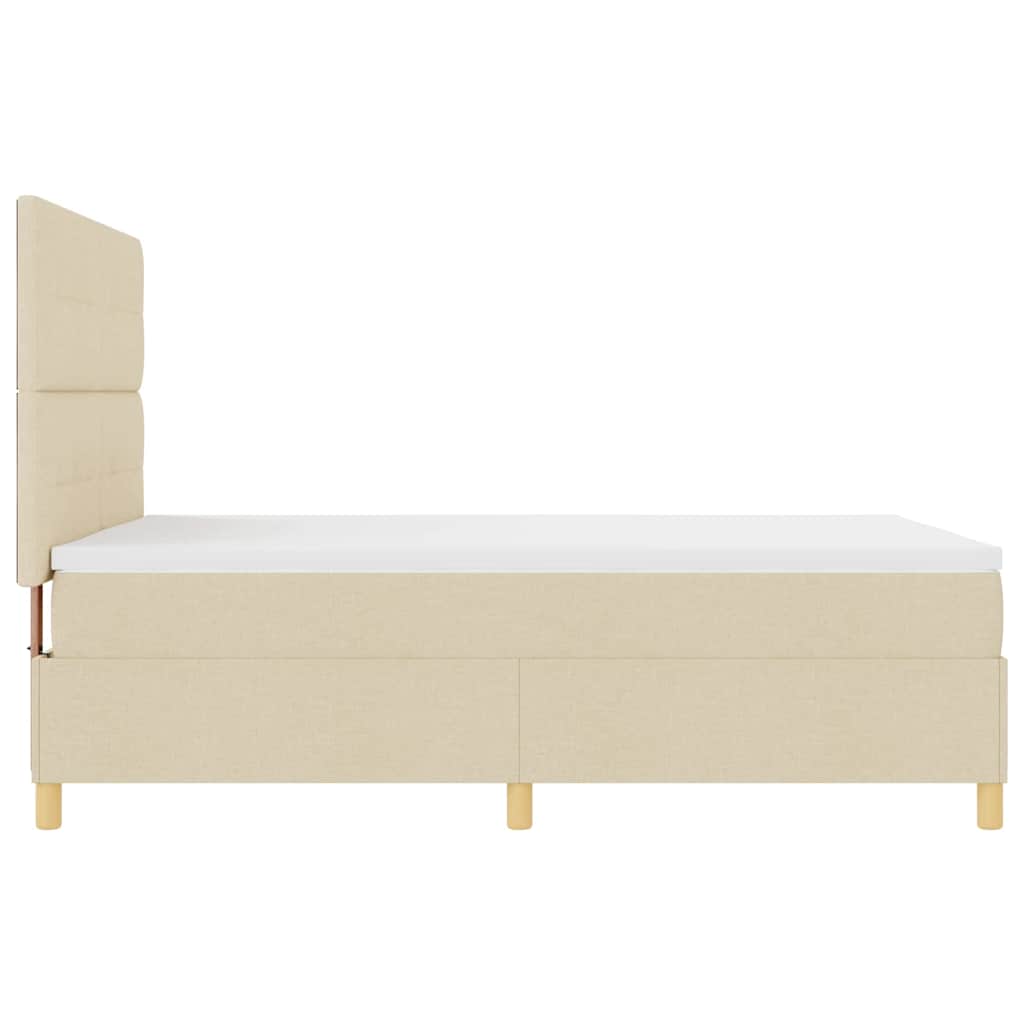Lit à ressorts avec tête de lit Crème 140 x 190 cm tissu