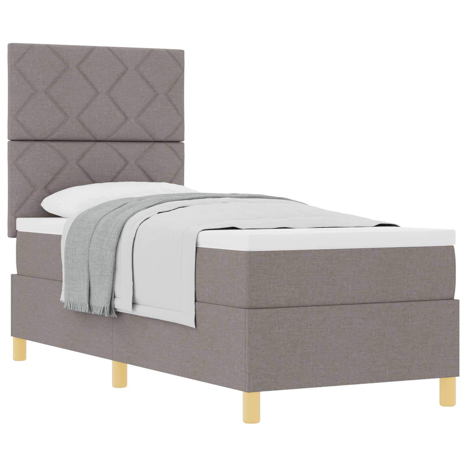 Lit à ressorts avec tête de lit Taupe 80 x 200 cm tissu