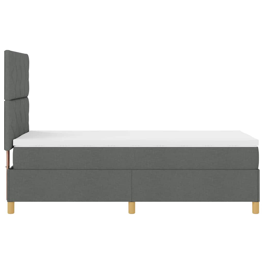 Lit à ressorts avec tête de lit Gris foncé 90 x 190 cm tissu