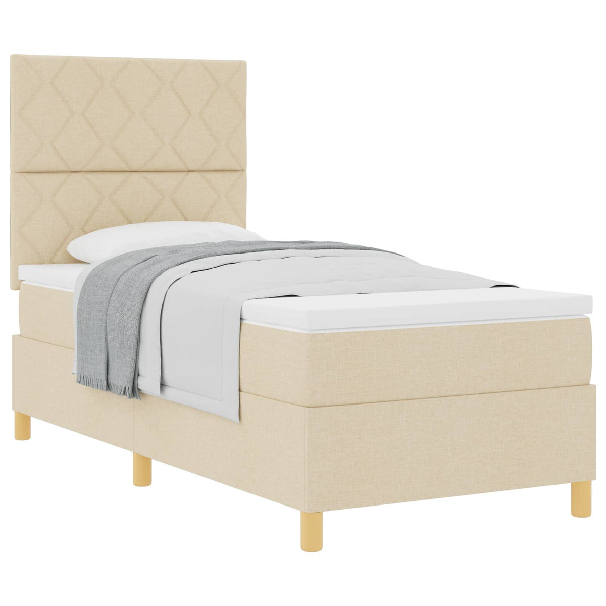 Lit à ressorts avec tête de lit Crème 90 x 200 cm tissu - XIOS Store SNC
