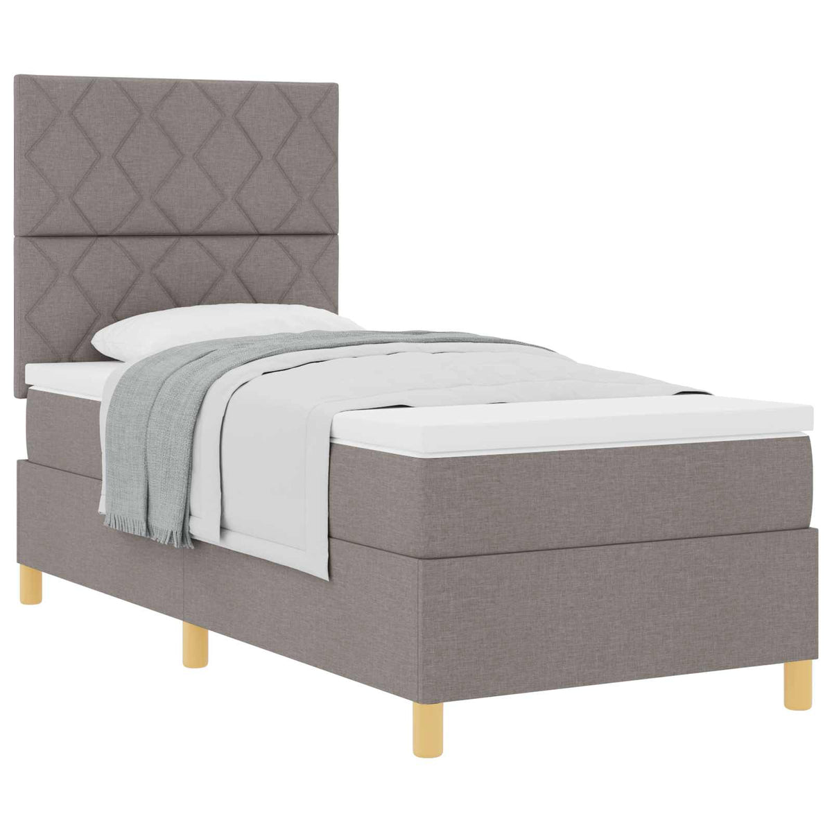 Lit à ressorts avec tête de lit Taupe 100 x 200 cm tissu