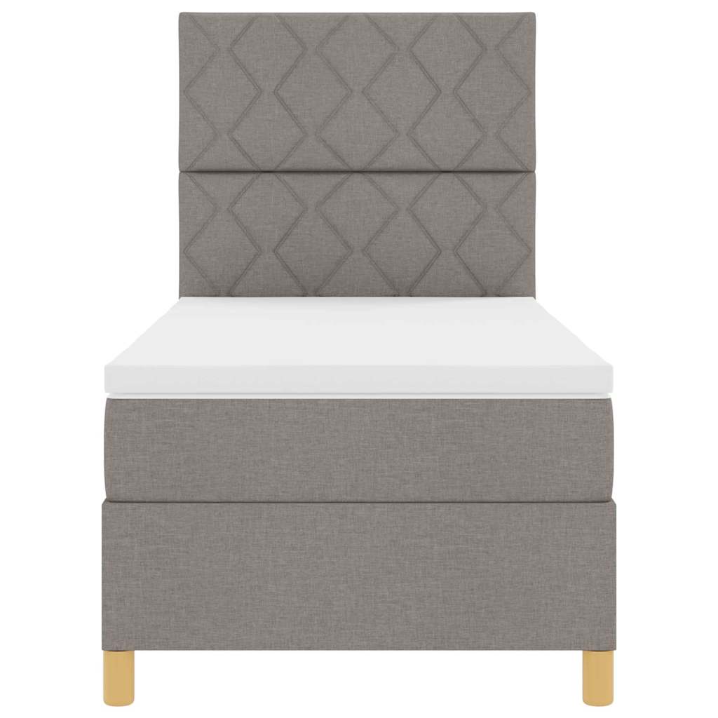 Lit à ressorts avec tête de lit Taupe 100 x 200 cm tissu