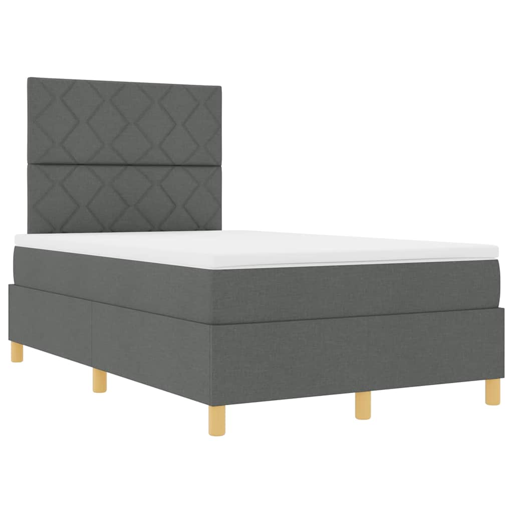 Lit à ressorts avec tête de lit Gris foncé 120 x 190 cm tissu