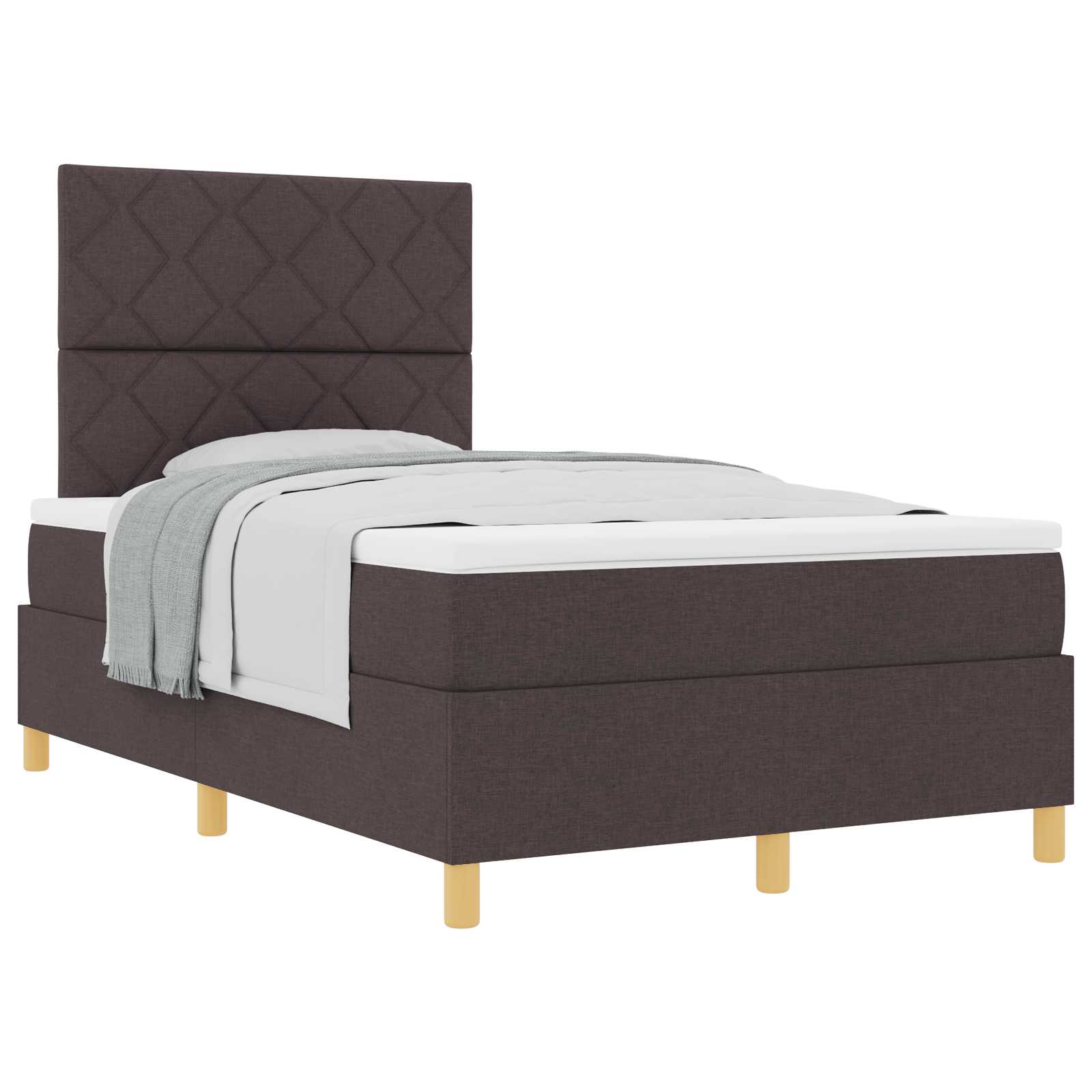 Lit à ressorts avec tête de lit Marron foncé 120 x 190 cm tissu - XIOS